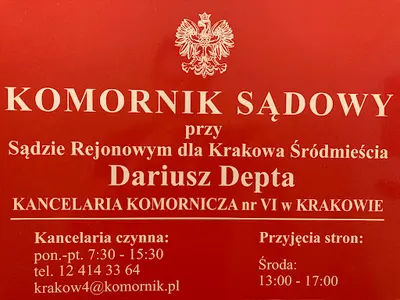 Komornik Sądowy przy Sądzie Rejonowym dla Krakowa Śródmieścia Dariusz Depta